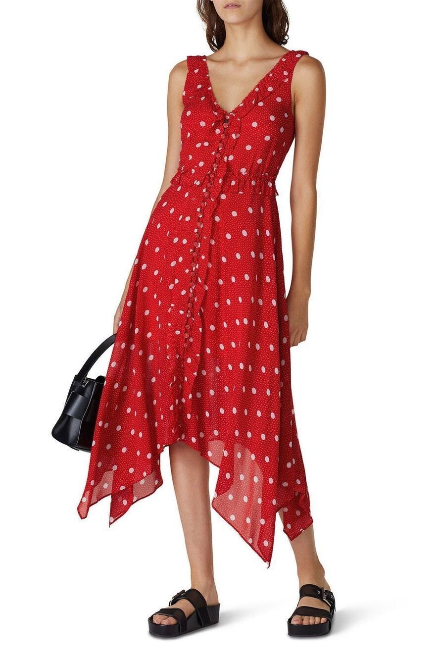 NWT The Kooples Red Polka Dot Sleeveless Dress Size 1 (Small)